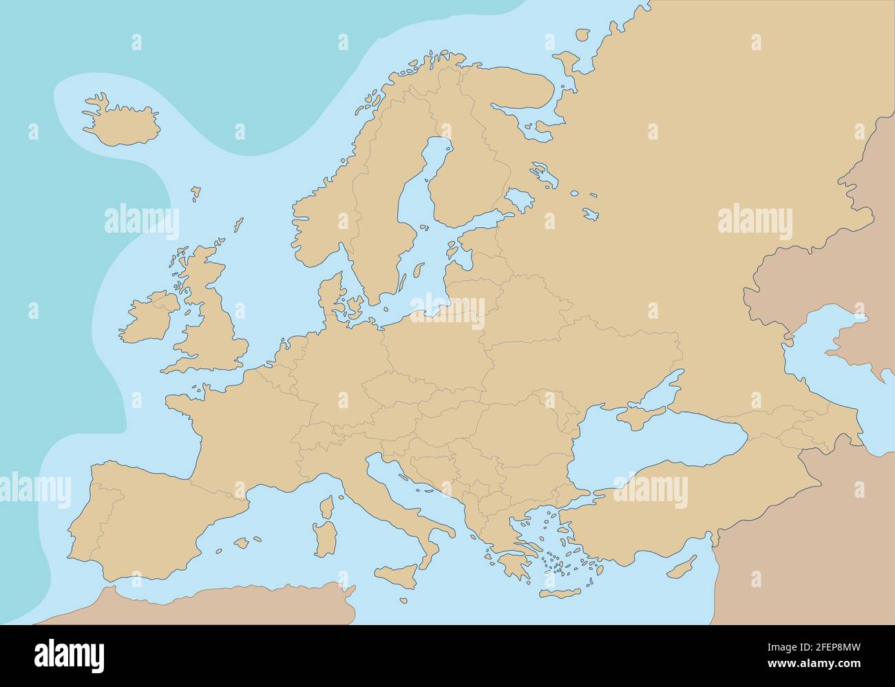 Mappa politica dell'Europa illustrazione vettoriale Illustrazione Vettoriale