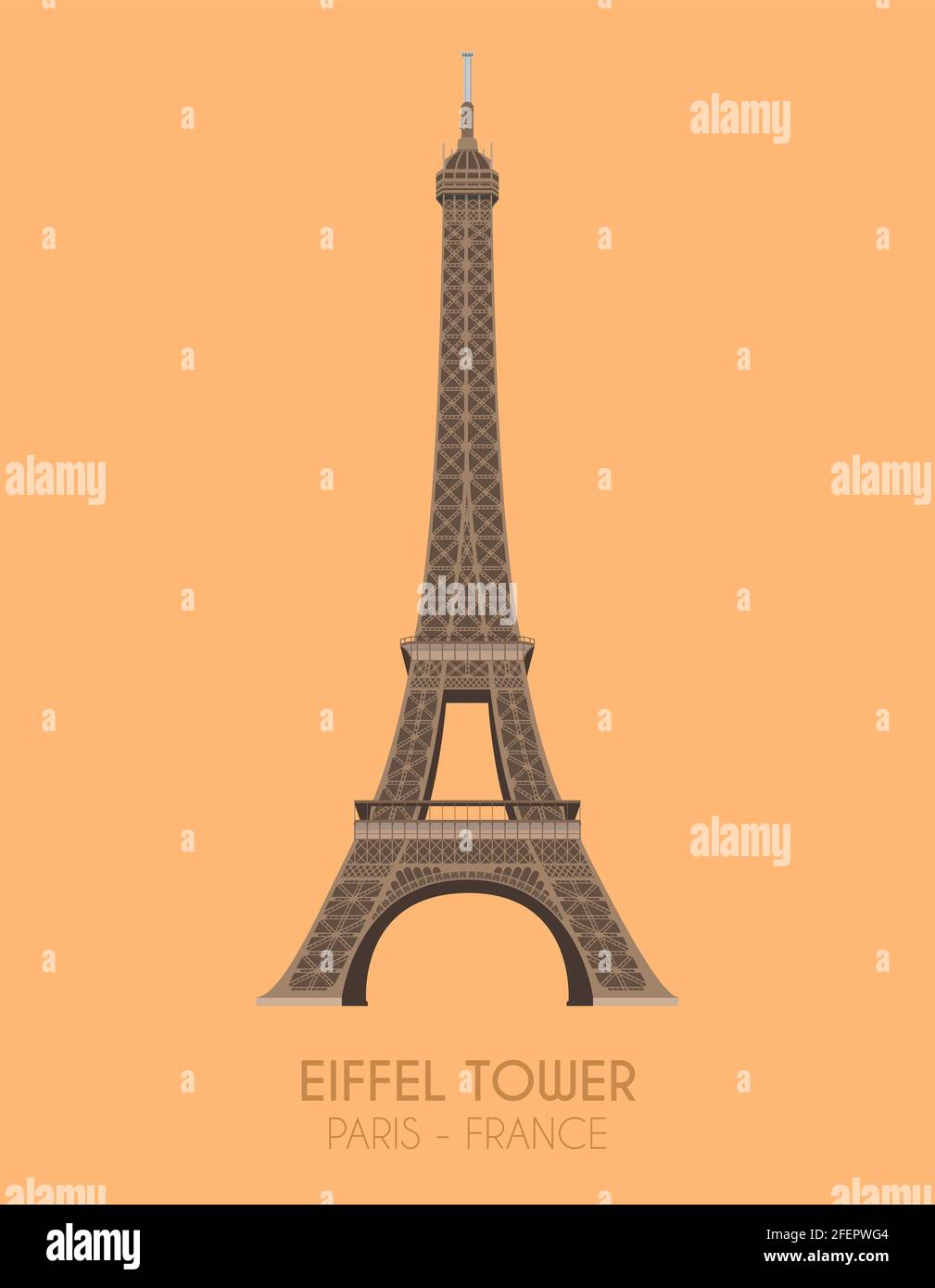 Poster dal design moderno con sfondo colorato della Torre Eiffel (Parigi, Francia). Illustrazione vettoriale Illustrazione Vettoriale