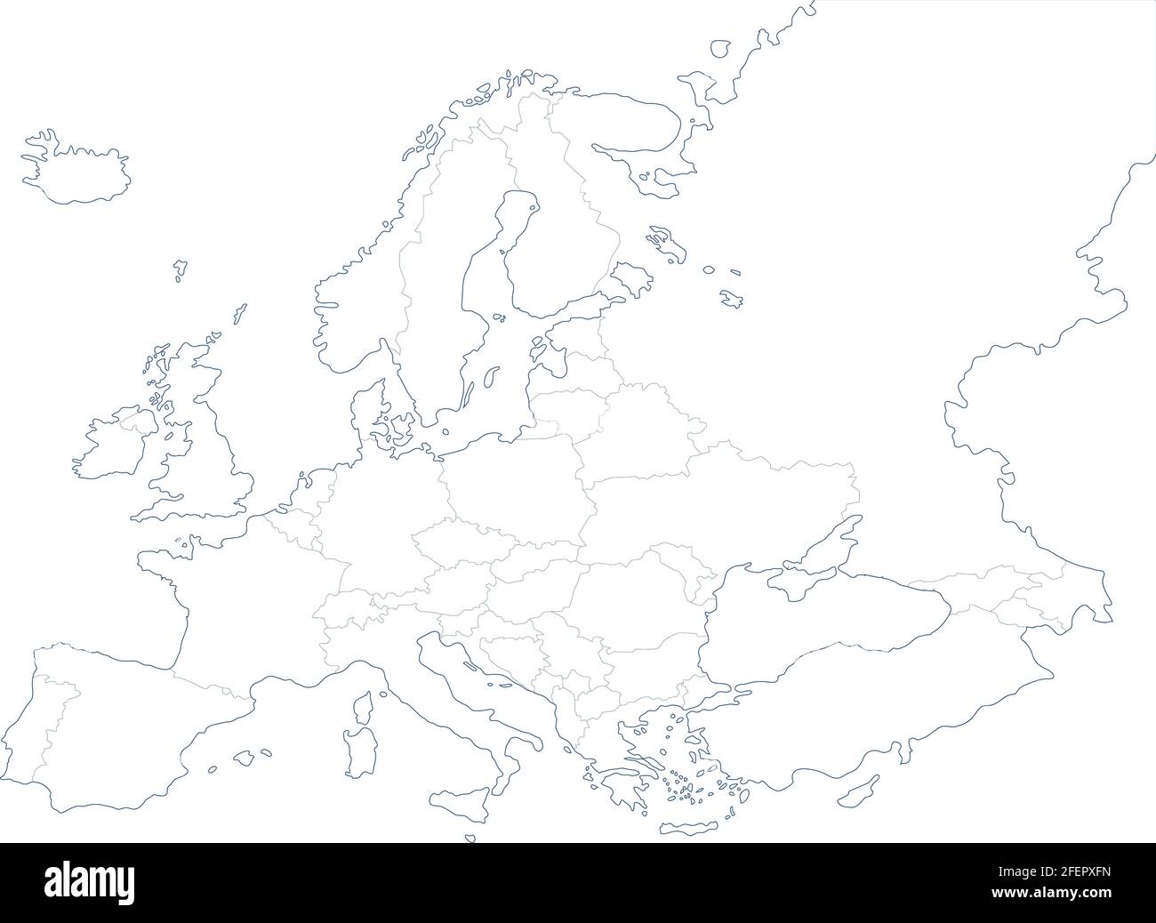 Mappa politica dell'Europa su sfondo bianco. Illustrazione vettoriale Illustrazione Vettoriale