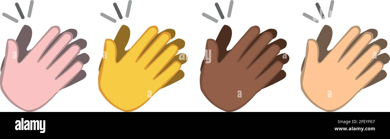 Illustrazione vettoriale di emoticon diverse di mani colorate Illustrazione Vettoriale