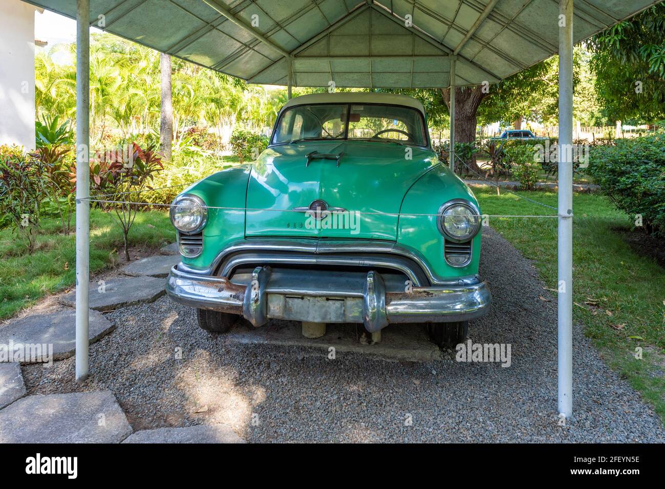 Oldsmobile Car, la Granjita Siboney, Santiago de Cuba, Cuba Foto Stock