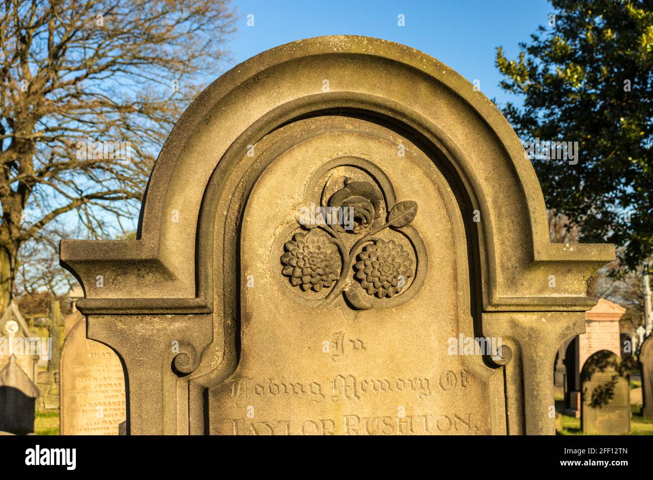 Lapide vittoriana al Cimitero di Accrington. Foto Stock