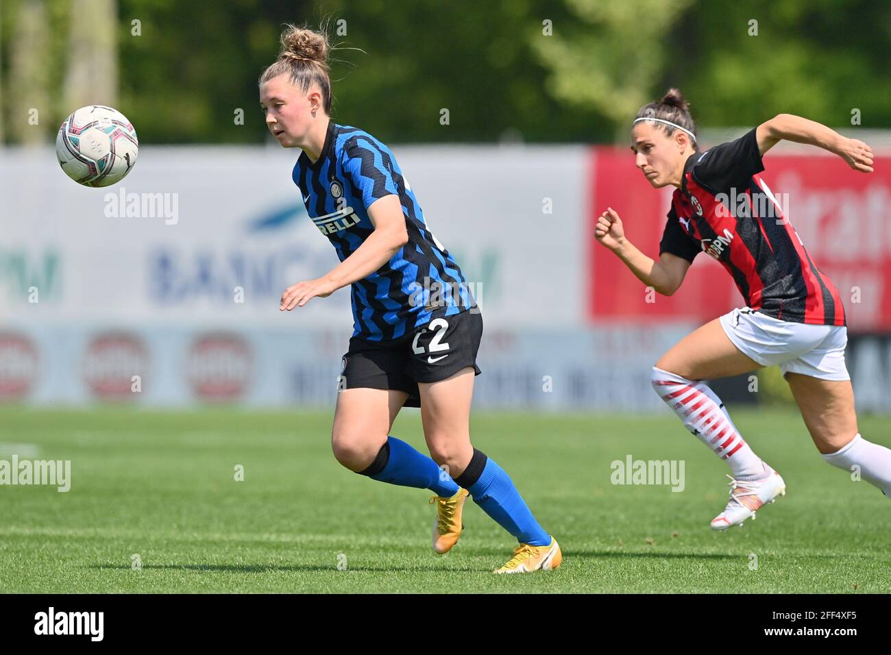 Mialn, Italia. 24 Apr 2021. Anna Catelli (Inter 22) durante le semifinali della Coppa Italia seconda tappa tra AC Milan e FC Internazionale al centro sportivo di Vismara (Milano), Italy Credit: SPP Sport Press Photo. /Alamy Live News Foto Stock