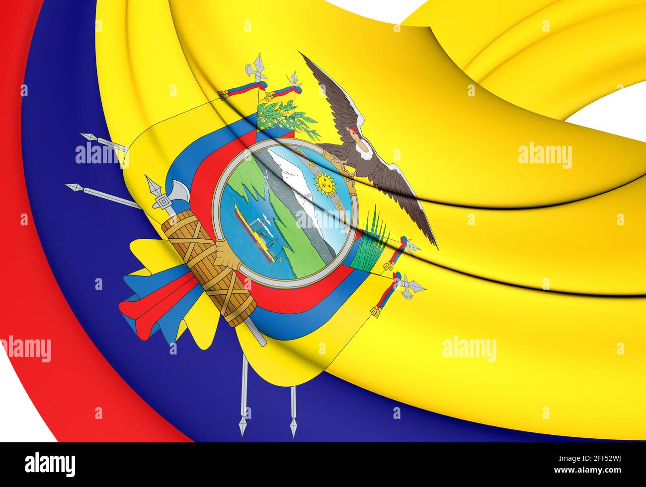 Bandiera 3D dell'Ecuador. Illustrazione 3D. Foto Stock