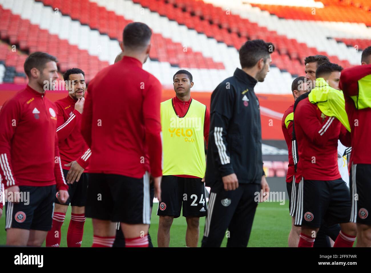 SHEFFIELD, REGNO UNITO. 24 APRILE Rhian Brewster di Sheffield si è Unito prima della partita della Premier League tra Sheffield United e Brighton e Hove Albion a Bramall Lane, Sheffield, sabato 24 aprile 2021. (Credit: Pat Scaasi| MI News) Credit: MI News & Sport /Alamy Live News Foto Stock