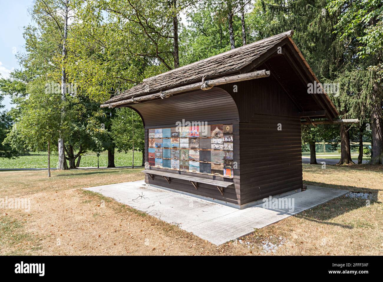 Alveari dipinti, Brdo, Slovenia Foto Stock
