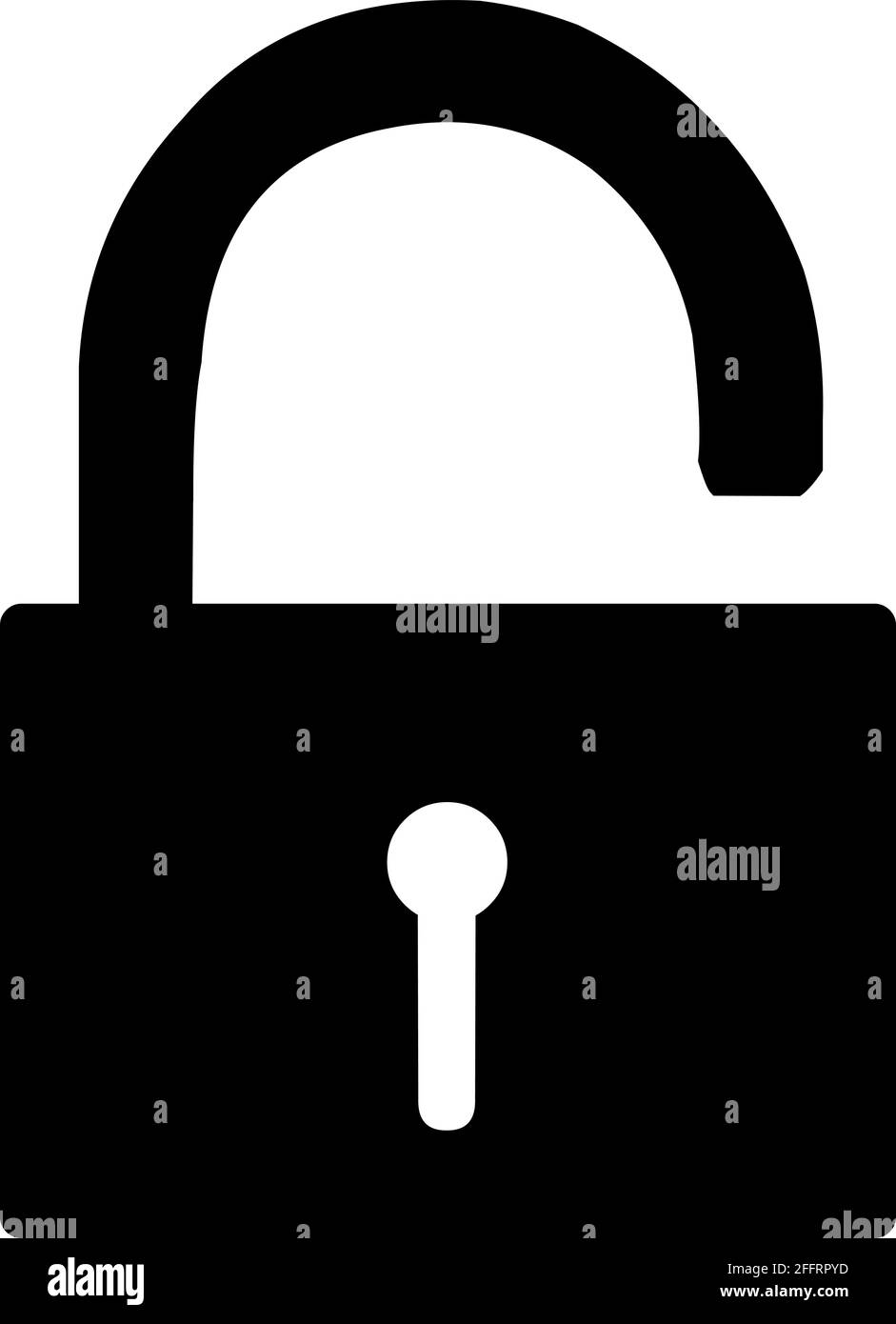 Illustrazione vettoriale della silhouette nera di un lucchetto aperto Illustrazione Vettoriale