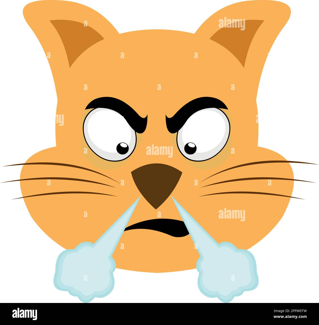 Illustrazione vettoriale di un fumetto gatto testa emoticon con un  espressione arrabbiata e fumando attraverso il suo naso Immagine e  Vettoriale - Alamy