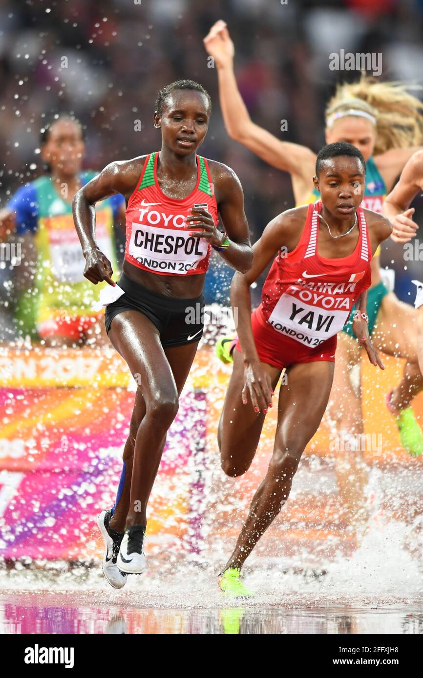 Celliphine Chepteek Chespol (Kemya). 3000 metri steeplechase donne. Campionato del mondo di atletica IAAF. Londra 2017 Foto Stock