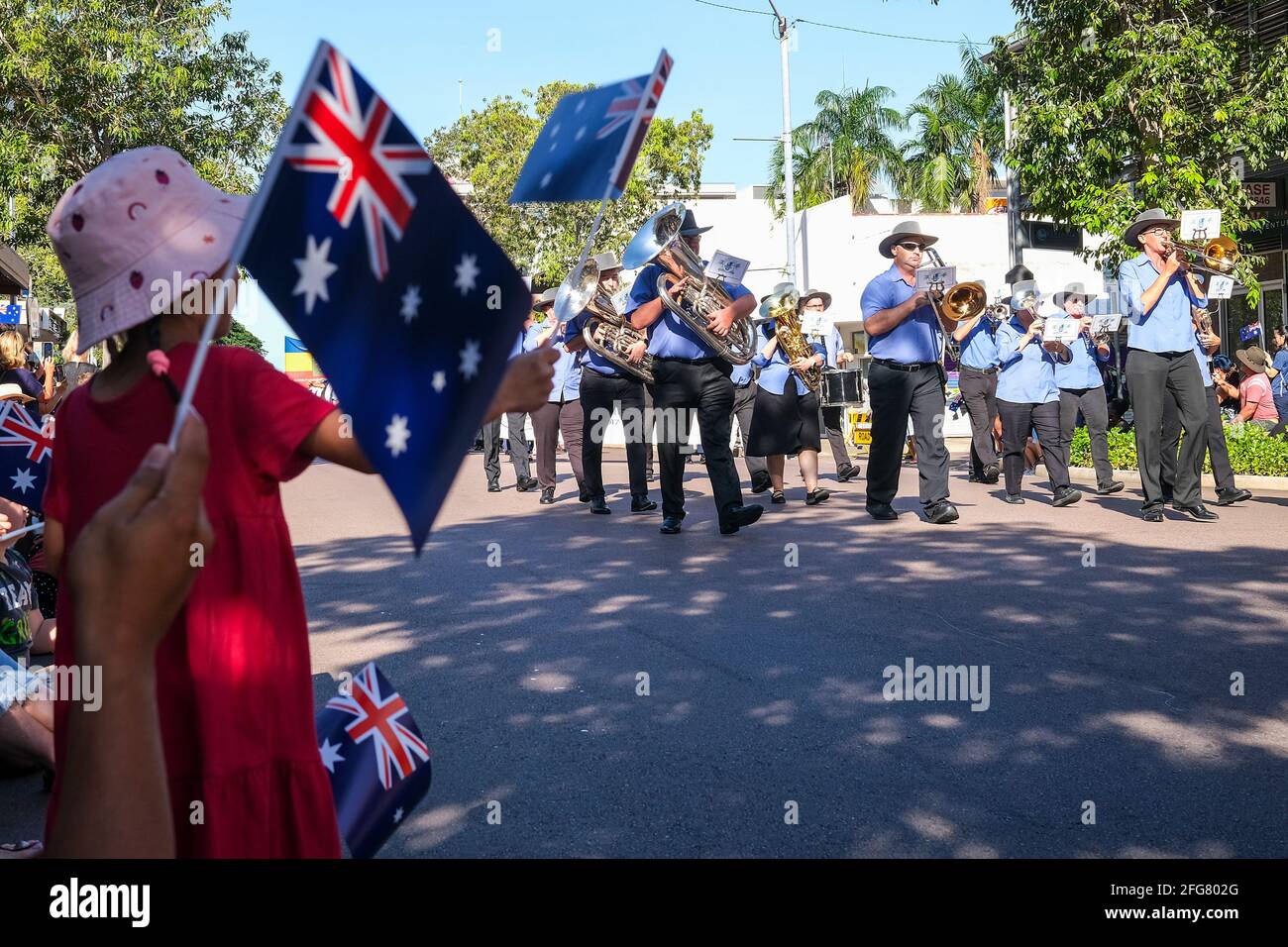 2021 Anzac Day Parade a Darwin, territorio del Nord, Australia Foto Stock