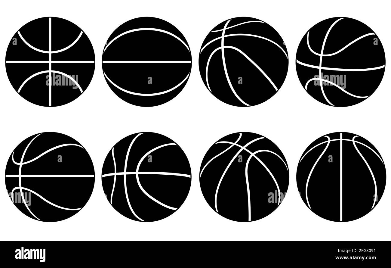 Illustrazione di palline da basket isolate su bianco Foto Stock