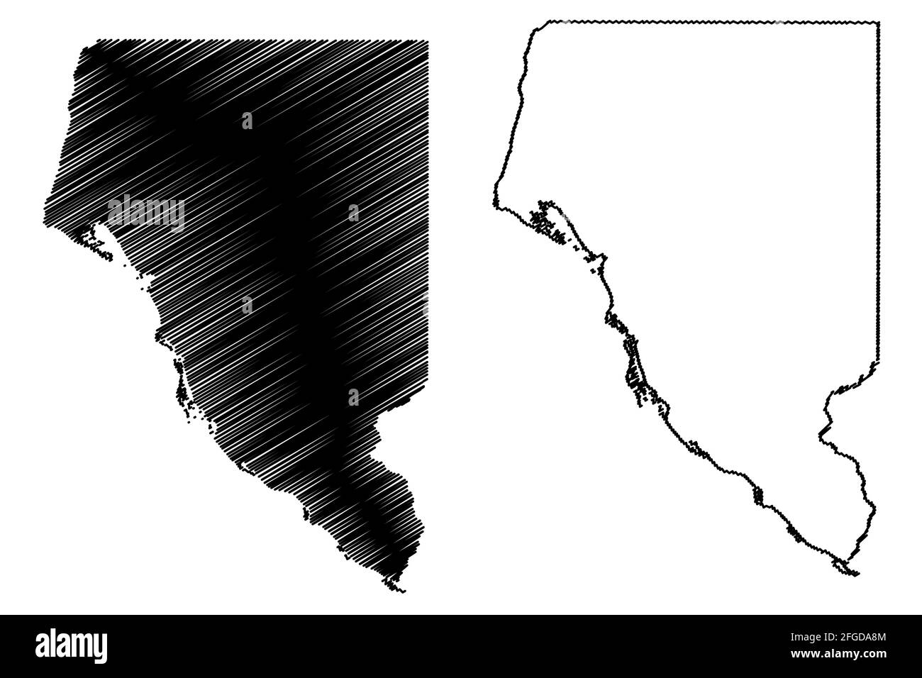 Buffalo County, stato del Wisconsin (contea degli Stati Uniti, Stati Uniti d'America, Stati Uniti), illustrazione vettoriale mappa, schizzo scribbling mappa Buffalo Illustrazione Vettoriale