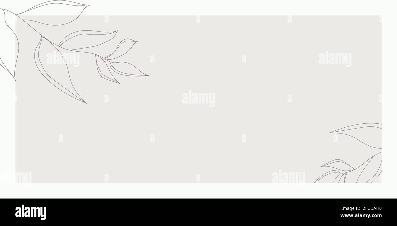 Cute Abstract modello di arte botanica con foglie su sfondo grigio per cancelleria e gioielli, pubblicità, biglietti di auguri, per fare liste, logo Foto Stock