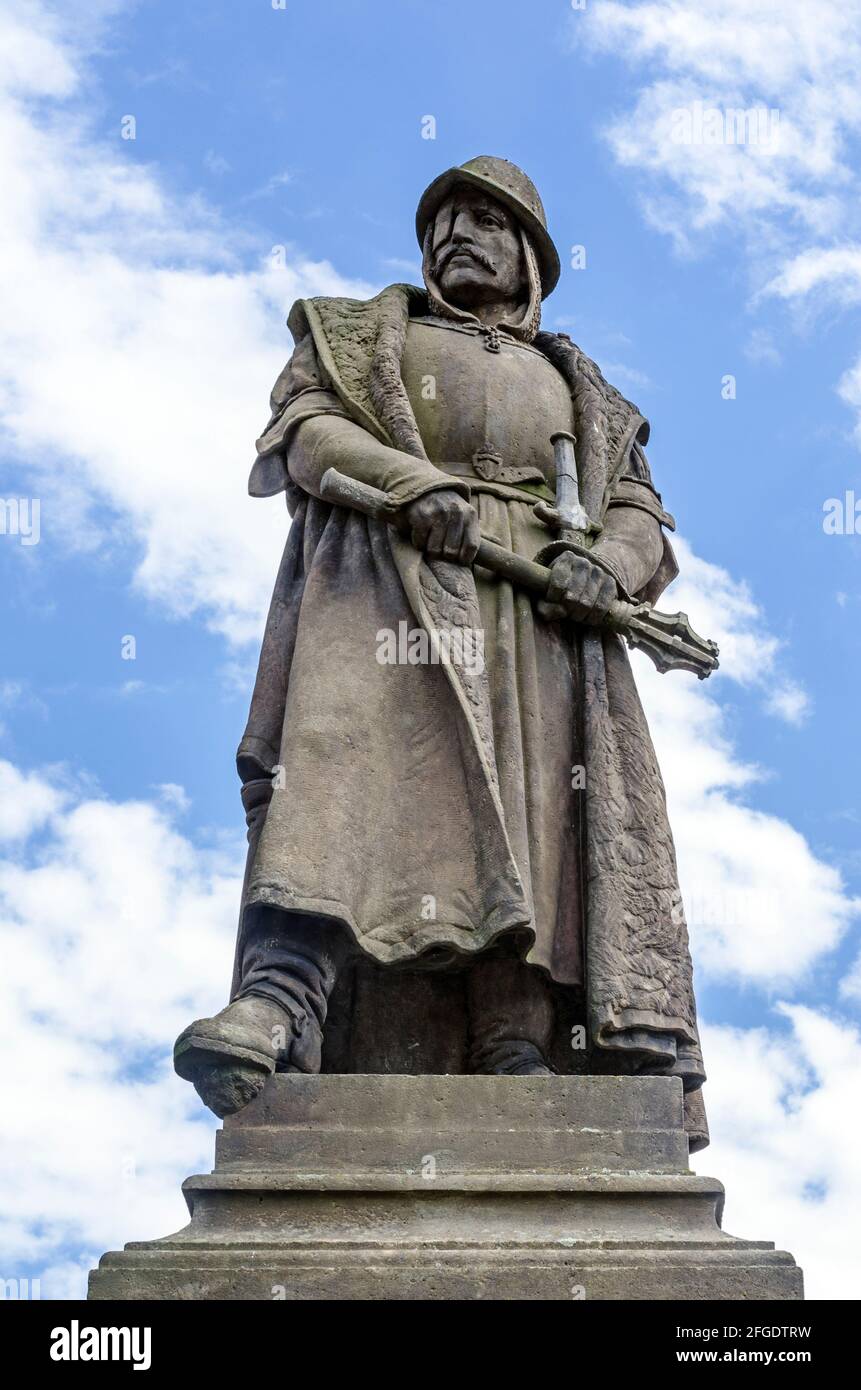 Statua del leader militare Hussite Jan Zizka da Trocnov a Caslav, Repubblica Ceca, Europa Foto Stock
