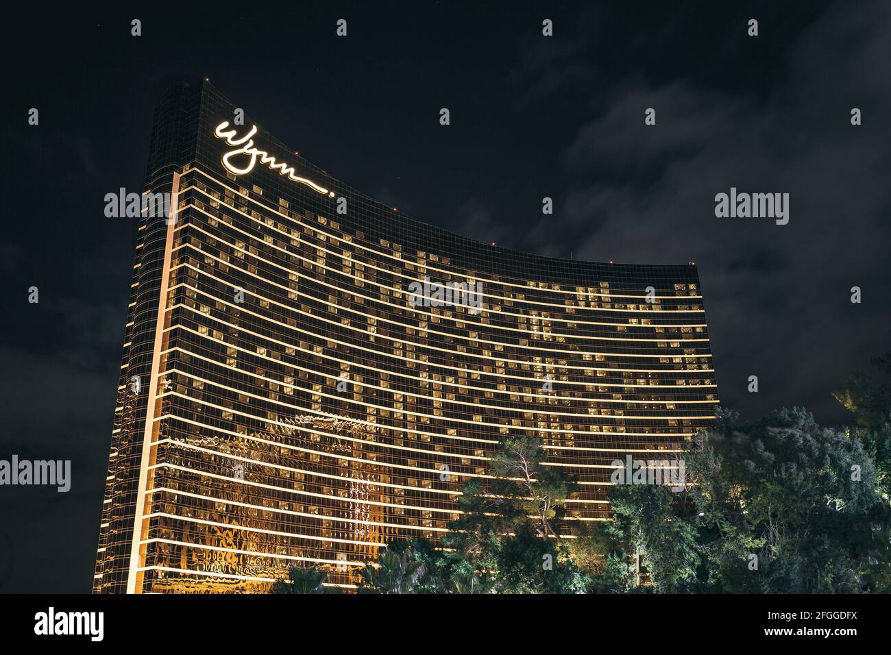 NightShot of the Wynn Luxury hotel, Las Vegas, Nevada, USA Foto Stock