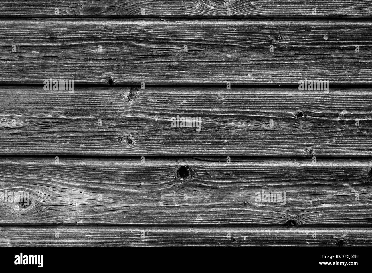 tavole di legno di fondo. tavole di legno grigio invecchiate e stagionate. colore nero bianco Foto Stock