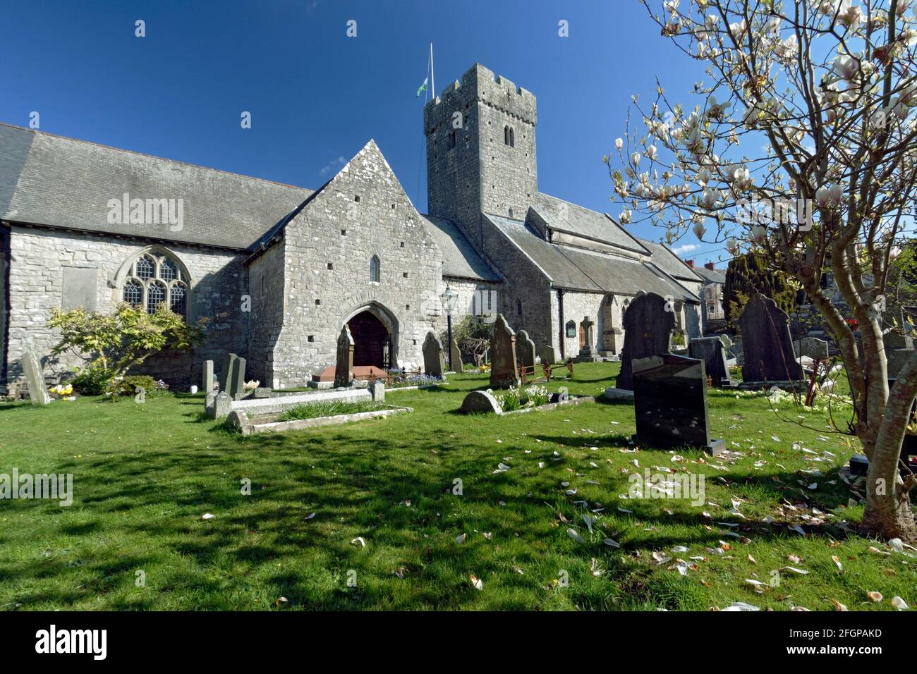 St Illtyds Chiesa, Llantwit Major, Vale of Glamorgan, Galles del Sud. Foto Stock