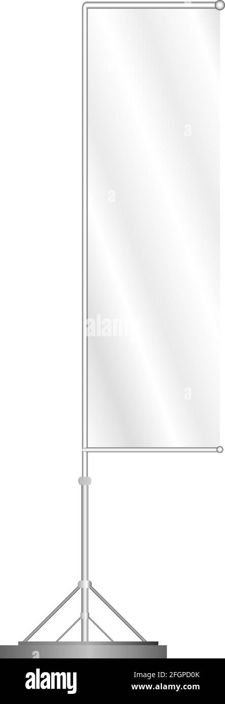 Banner pubblicitario beachflag vuoto, isolato su bianco, spazio libero copia, grafica fittizia, vettore Illustrazione Vettoriale