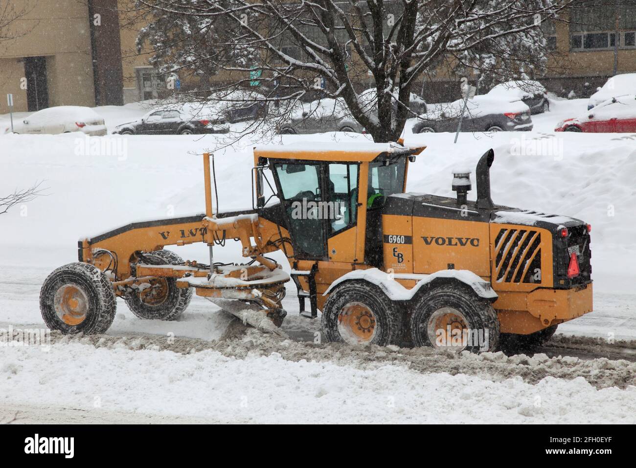 Spazzaneve, rimozione neve, Montreal, Canada, Foto Stock