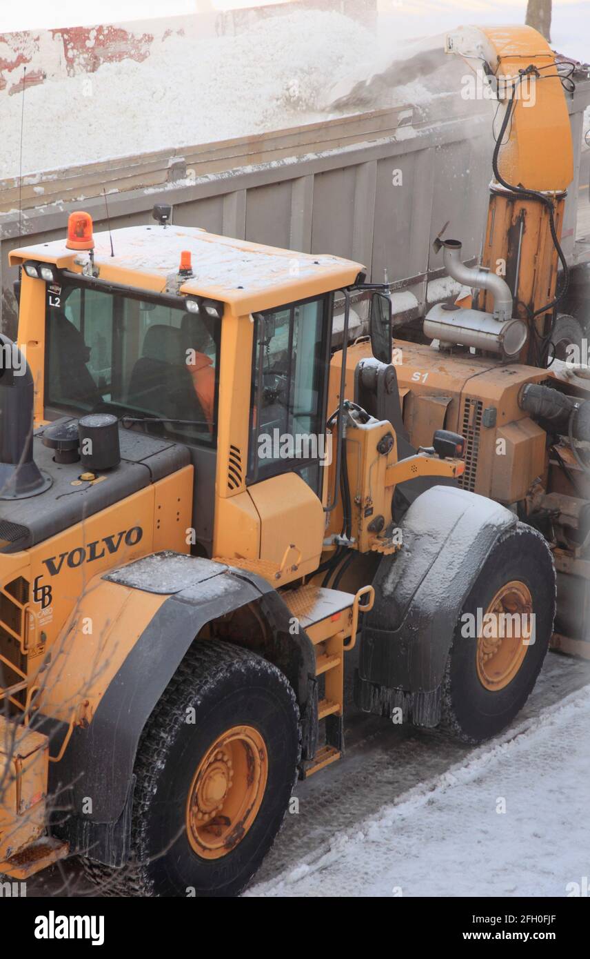 Rimozione della neve, inverno, Montreal, Canada, Foto Stock