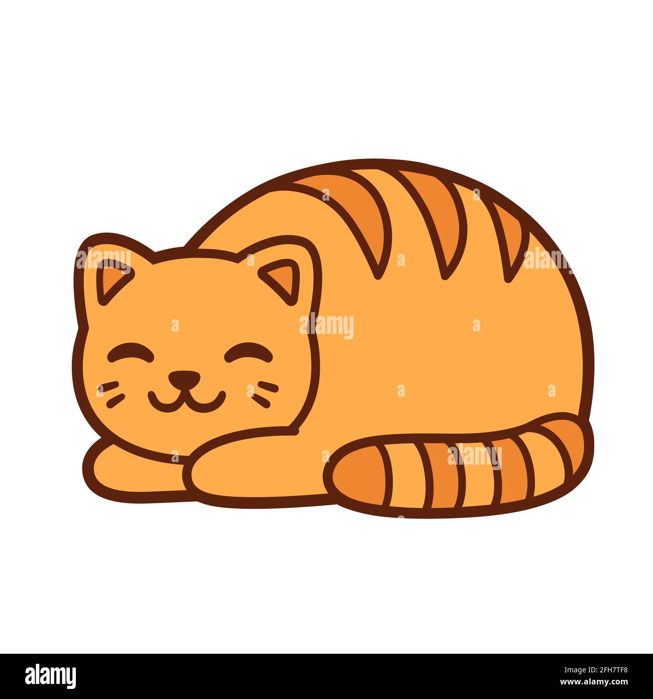 Pagnotta di gatto, gatto arancione carino che assomiglia ad una pagnotta di pane. Semplice disegno cartoon, illustrazione vettoriale. Illustrazione Vettoriale