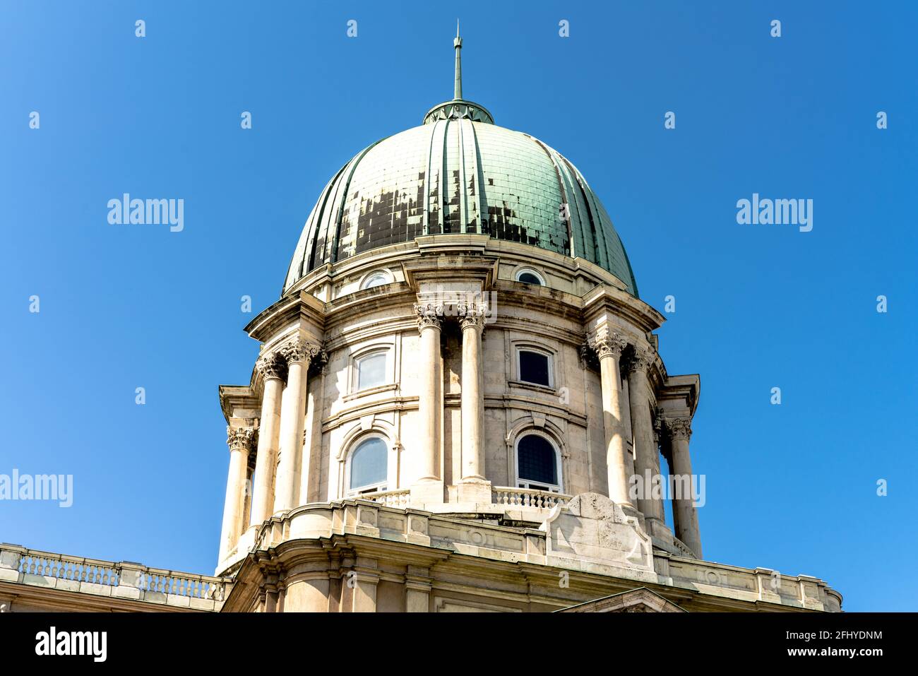 Budapest, Ungheria - 11 agosto 2019: Cupola del Castello di Buda Foto Stock