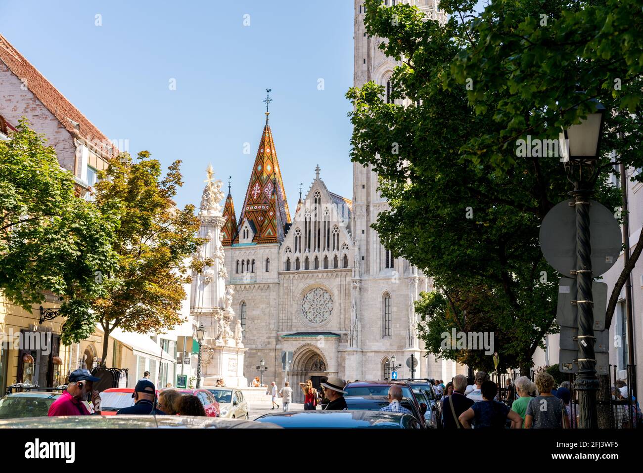 Budapest, Ungheria - 11 agosto 2019: Vista esterna della Chiesa di San Mattia Foto Stock
