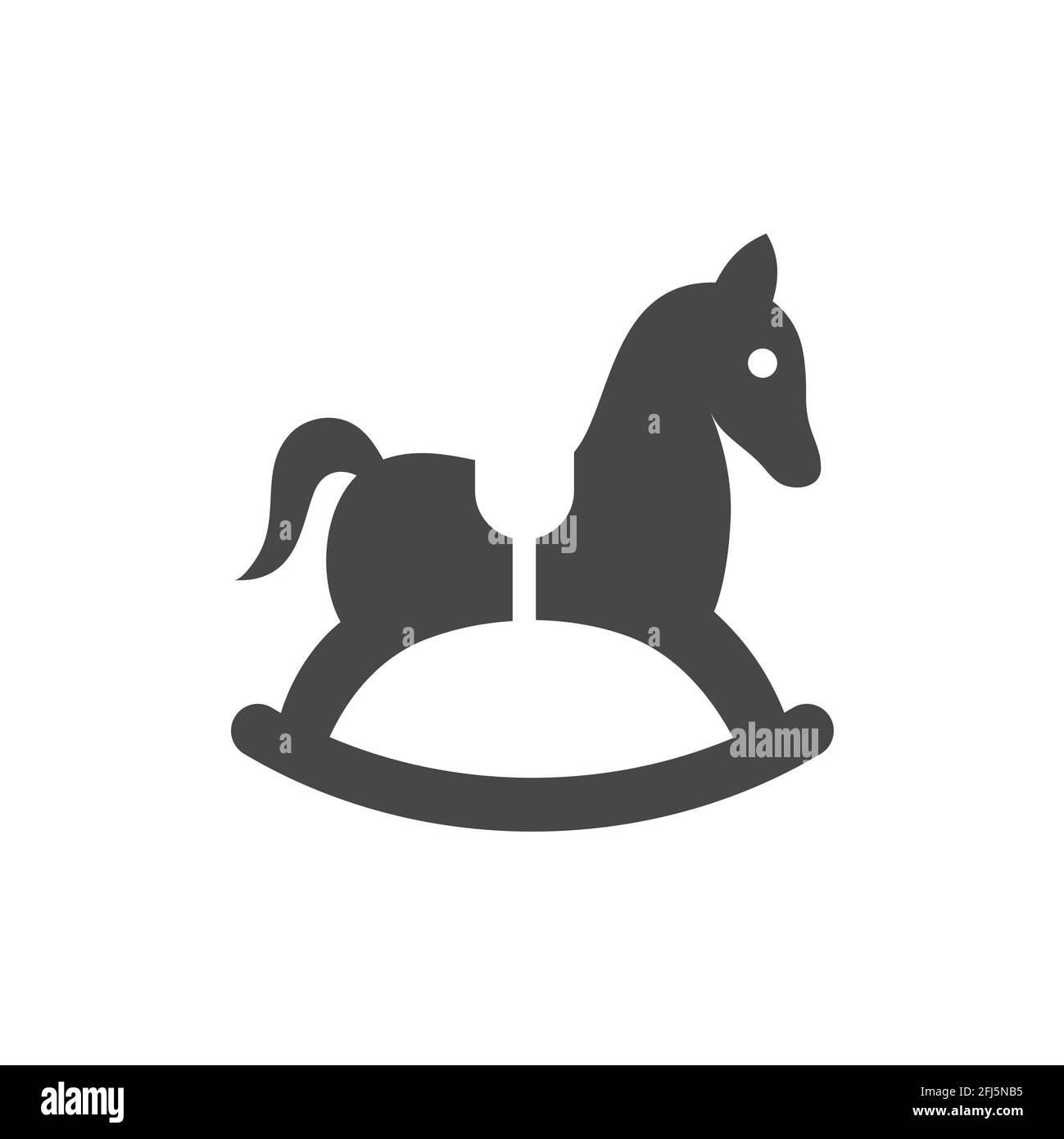 Icona vettore nero cavallo giocattolo dondolo. Simbolo cavallo in legno per bambini. Illustrazione Vettoriale