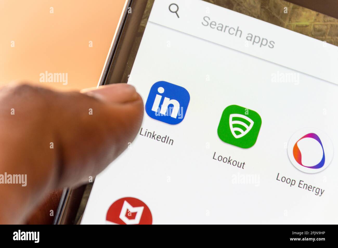 App LinkedIn Professional Network sullo smartphone Foto Stock