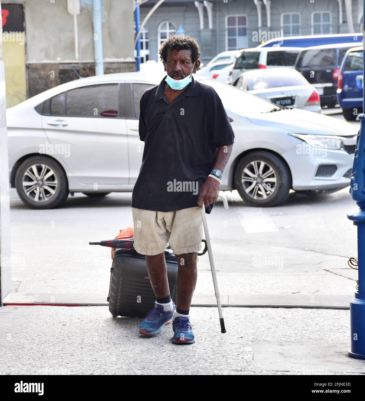 Disabilita persona in Bridgetown Barbados Foto Stock