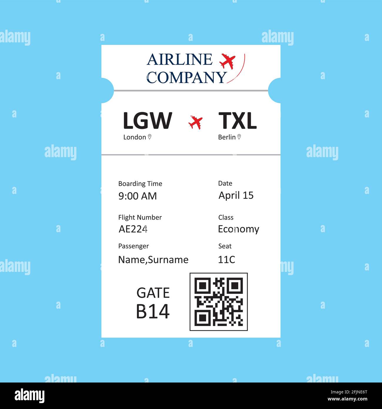 Blue air boarding pass flight Immagini Vettoriali Stock - Alamy