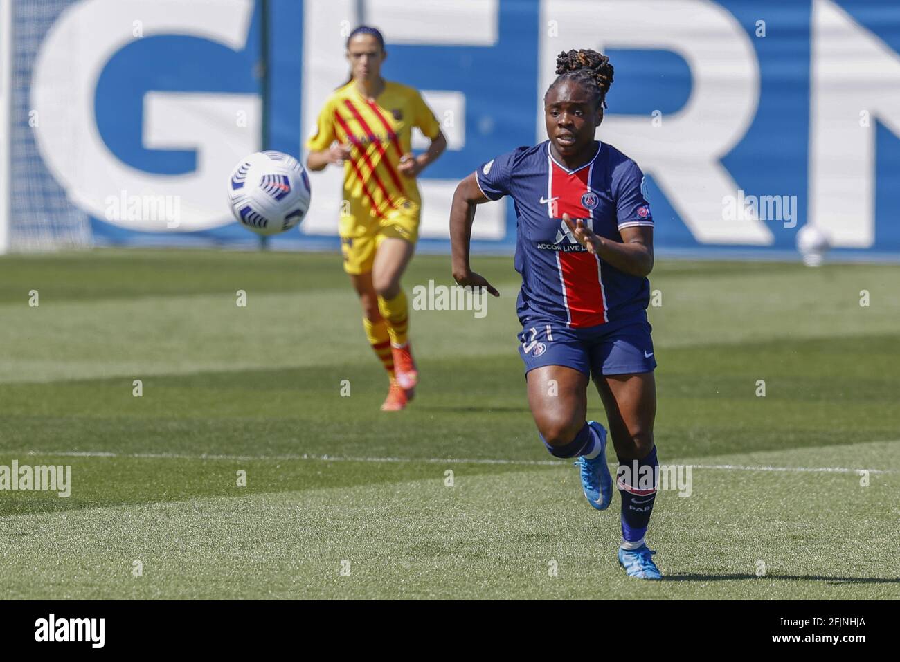 Sandy Baltimore del PSG durante la UEFA Women's Champions League, semi-finale, prima partita di calcio tra Paris Saint-Germain e FC Barcelona il 25 aprile 2021 allo stadio Georges Lefevre di Saint-Germain-en-Laye, Francia - Photo Loic Baratoux / DPPI / LiveMedia Foto Stock