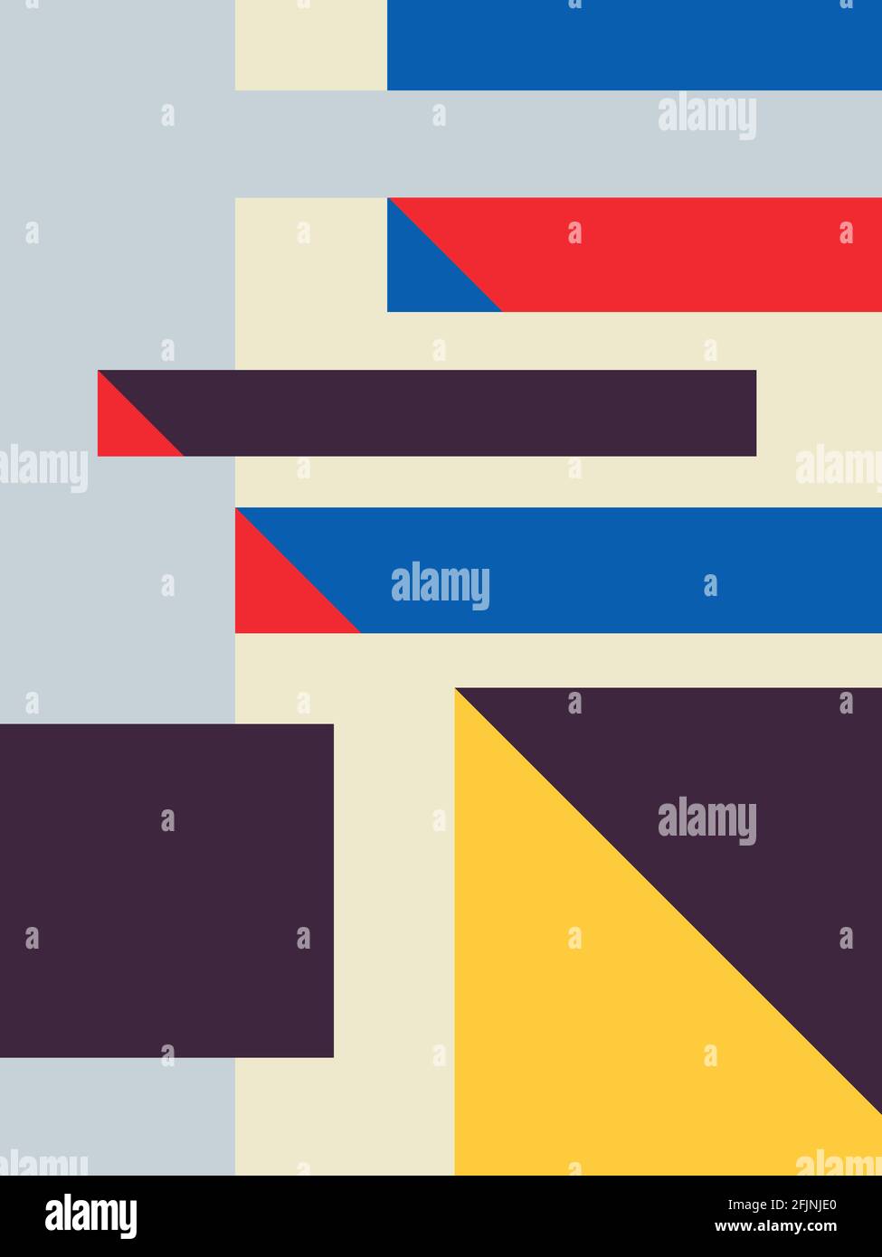 Poster verticale moderno, opere d'arte ha ispirato la pittura postmoderna nello stile del neoplasticismo, Bauhaus, Mondrian. Arte perfetta per il design degli interni, poster Foto Stock