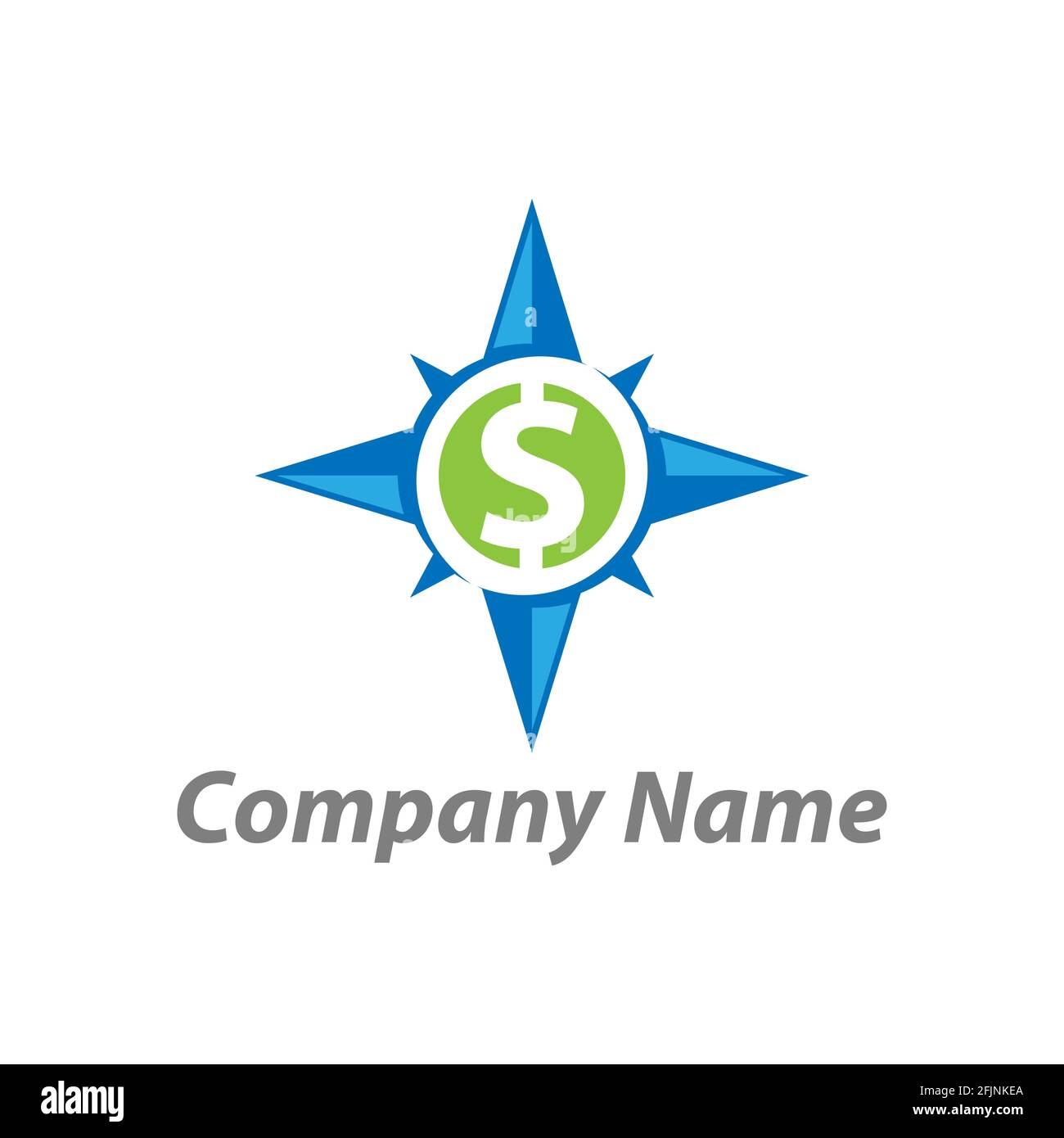 Icona della bussola con simbolo del dollaro. Borsa mondiale. Logo di business e trasferimenti di denaro. Grafica vettoriale stock.EPS10 Illustrazione Vettoriale