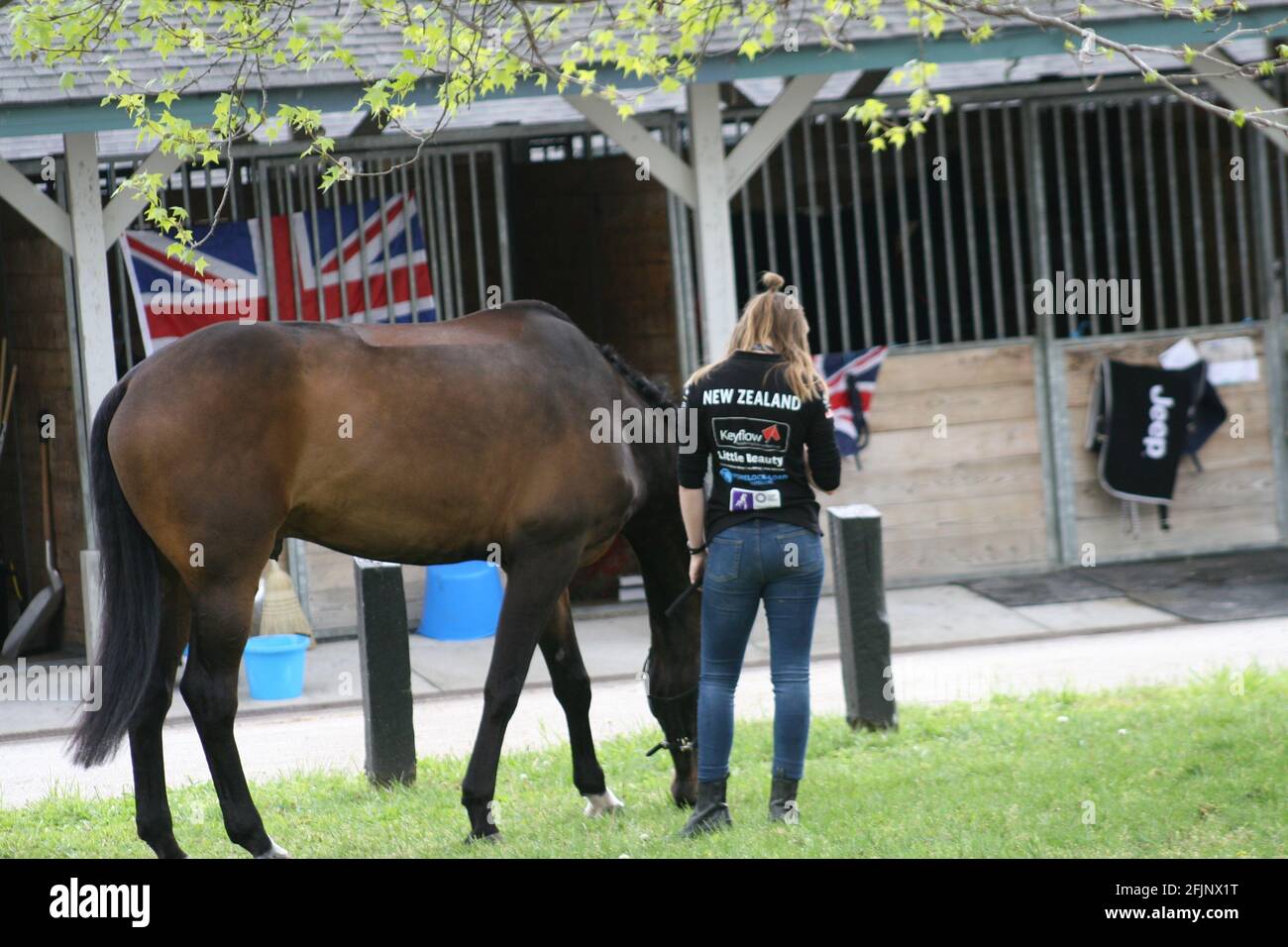 Kentucky Horse Park, evento di tre giorni 2021. Questo è il primo giorno dei tre giorni. L'evento si è svolto senza tifosi presenti. Foto Stock