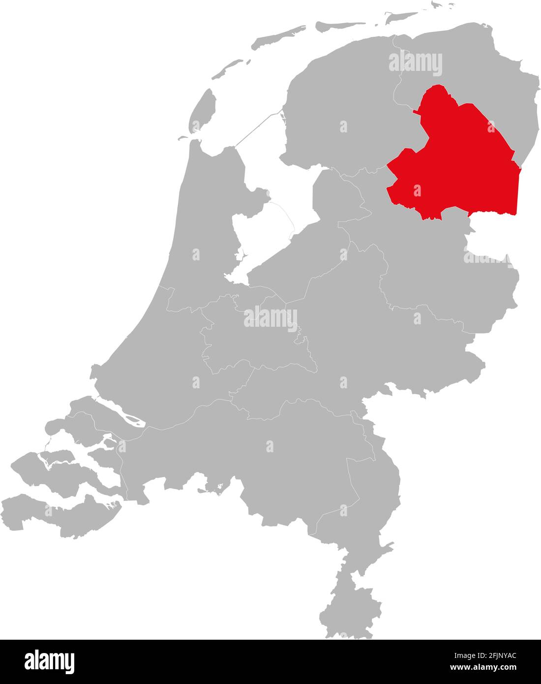 Provincia di Drenthe evidenziata sulla mappa politica dei paesi bassi. Sfondi, grafici, concetti aziendali. Illustrazione Vettoriale
