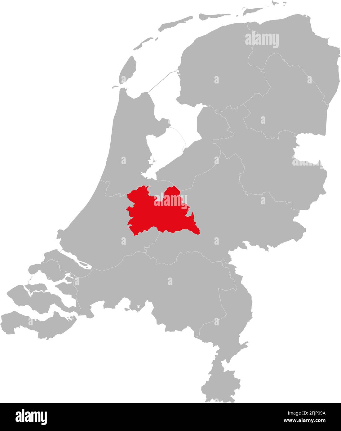 Provincia di Utrecht evidenziata sulla mappa politica dei paesi bassi. Sfondi, grafici, concetti aziendali. Illustrazione Vettoriale