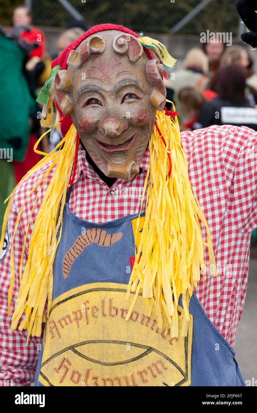 Maschera ritratto del carnevale svevo-alemannico, Burgrieden, Baden-Wuerttemberg, Germania Foto Stock