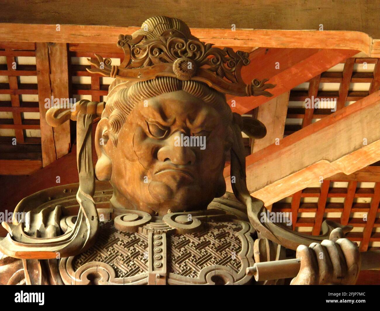 Statua di Komukute, , primo Guardiano del Buddha di Daibutsu, Tempio di Todai-Ji, Nara, Giappone Foto Stock