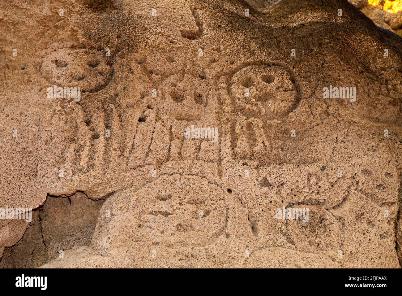 Pitture rupestri, Caritas de los indios, cultura Taino, Parco Nazionale di Isla Cabritos, Lago Enriquillo, Repubblica Dominicana Foto Stock