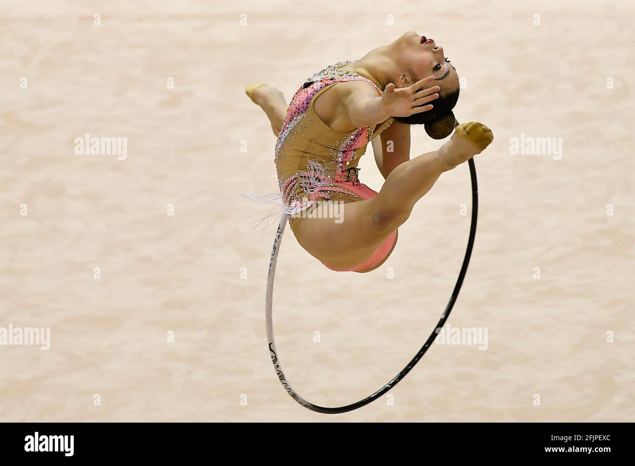 Torino, Italia. 24 Apr 2021. TORINO: 24.04.2021Pala Gianni Asti FINALE SEI DELLA GINNASTICA RITMICA Campionato Nazionale Serie A1 e A2 All-around ALEXANDRA AGIURGIUCULESE ASU UDINE (Photo by Tonello Abozzi/Pacific Press) Credit: Pacific Press Media Production Corp./Alamy Live News Foto Stock