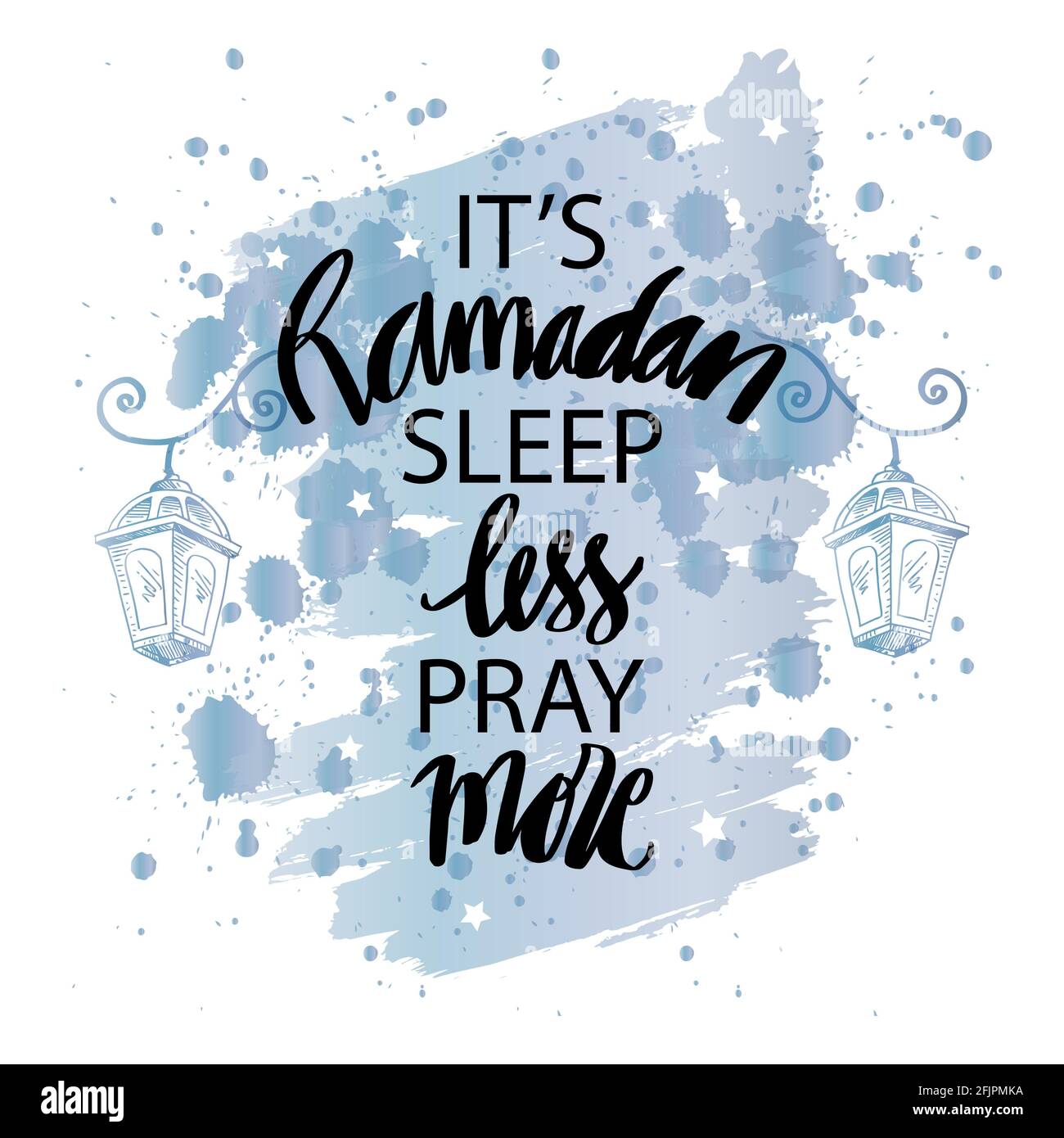 E 'Ramadan sonno meno pregare di più. Scritte a mano. Citazione Ramadan. Foto Stock