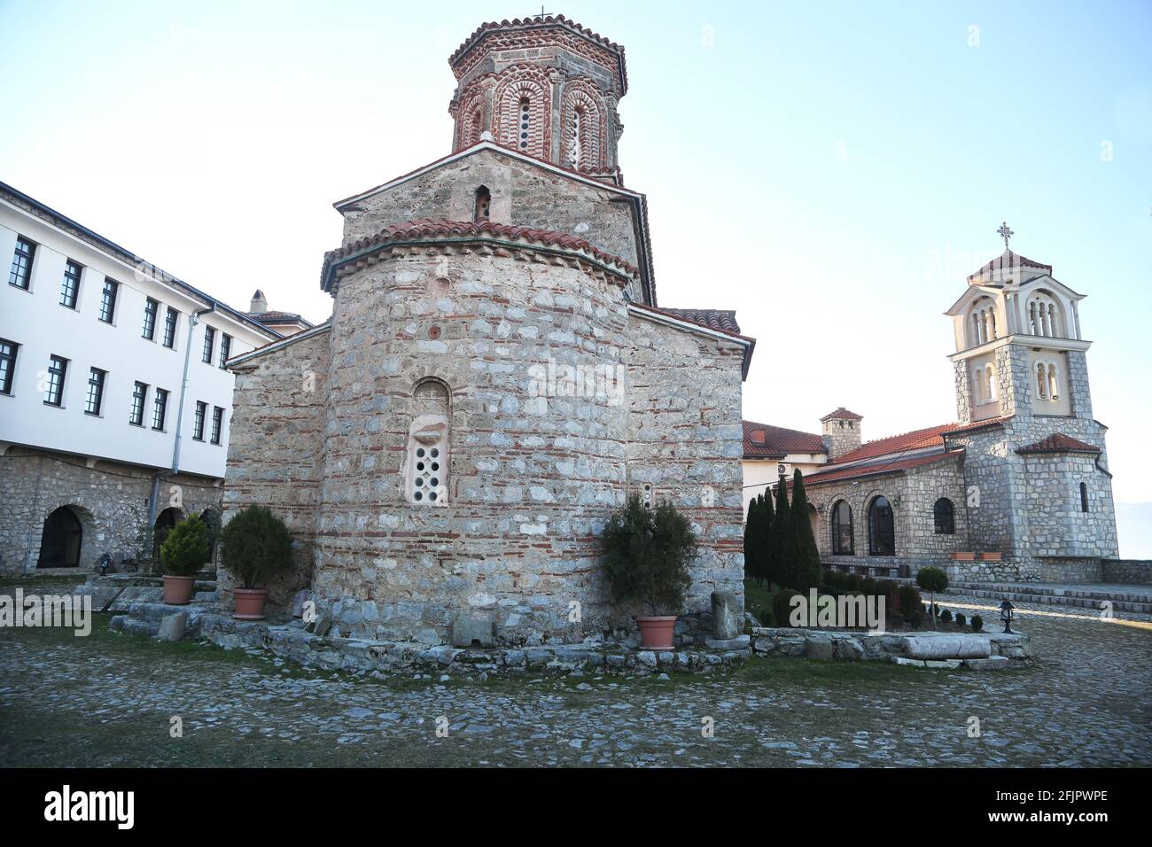 Monastero di San Naum sul lago Ohrid in Macedonia. Foto Stock