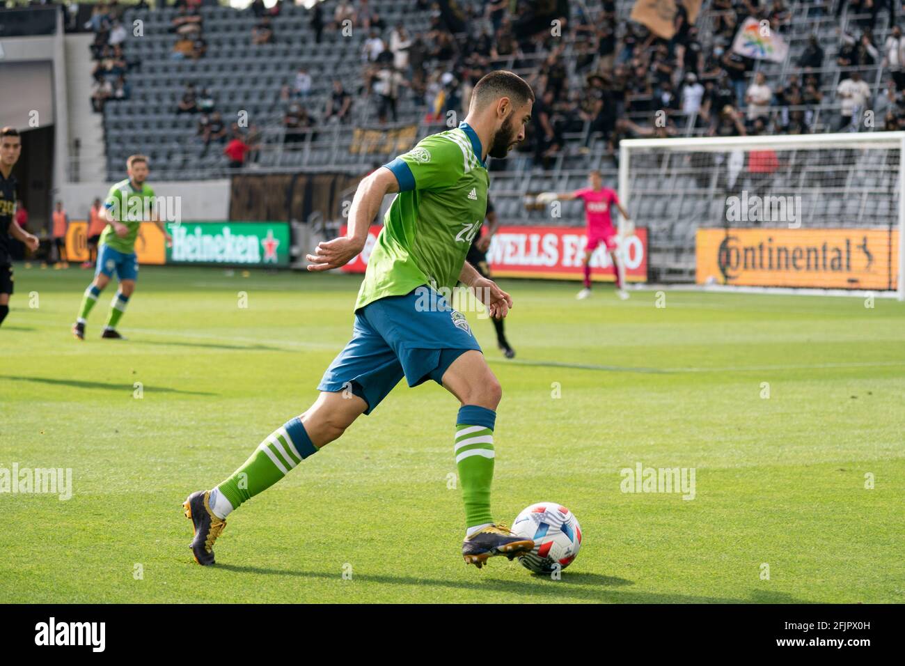 Alex Roldan, centrocampista dei Seattle Sounders (16) durante una partita MLS contro il Los Angeles FC, sabato 24 aprile 2021, a Los Angeles, CIRCA LAFC e il Foto Stock