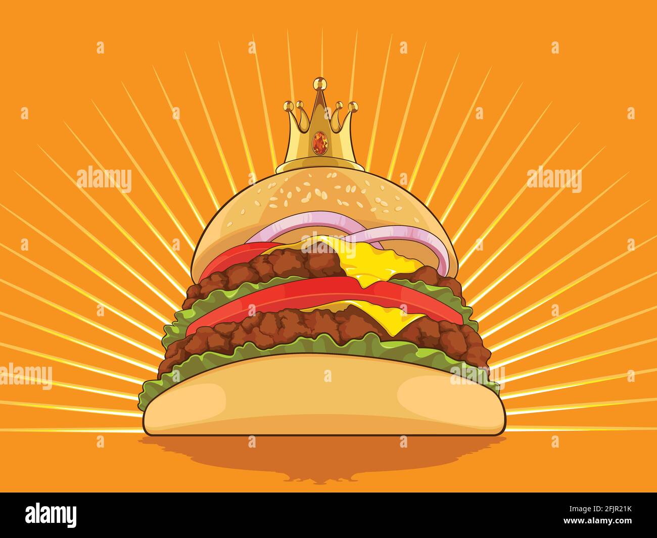 King Hamburger Cartoon Burger Patty disegno Vector Illustrazione Illustrazione Vettoriale