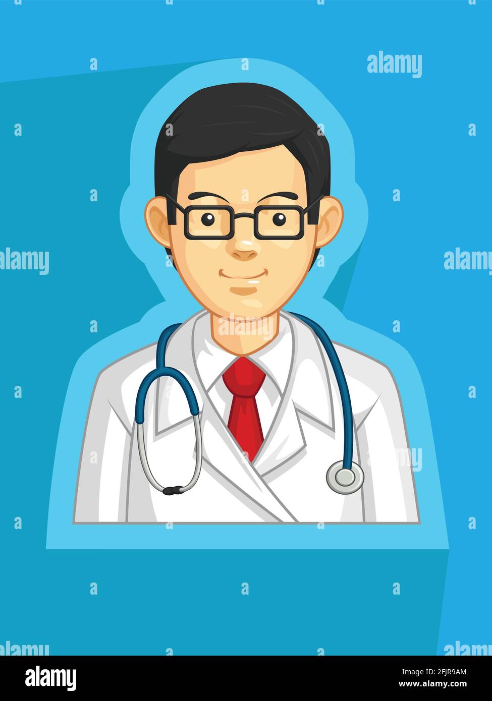 Medico medico medico Practitionista Generale Profilo medico Avatar Cartoon Illustrazione Vettoriale