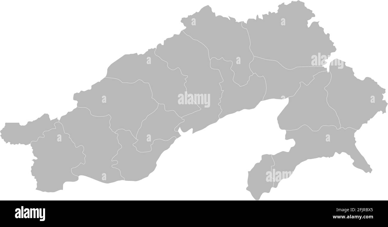 Mappa dei distretti di Arunachal pradesh. Stato indiano. Sfondo grigio. Concetto di business e background. Illustrazione Vettoriale