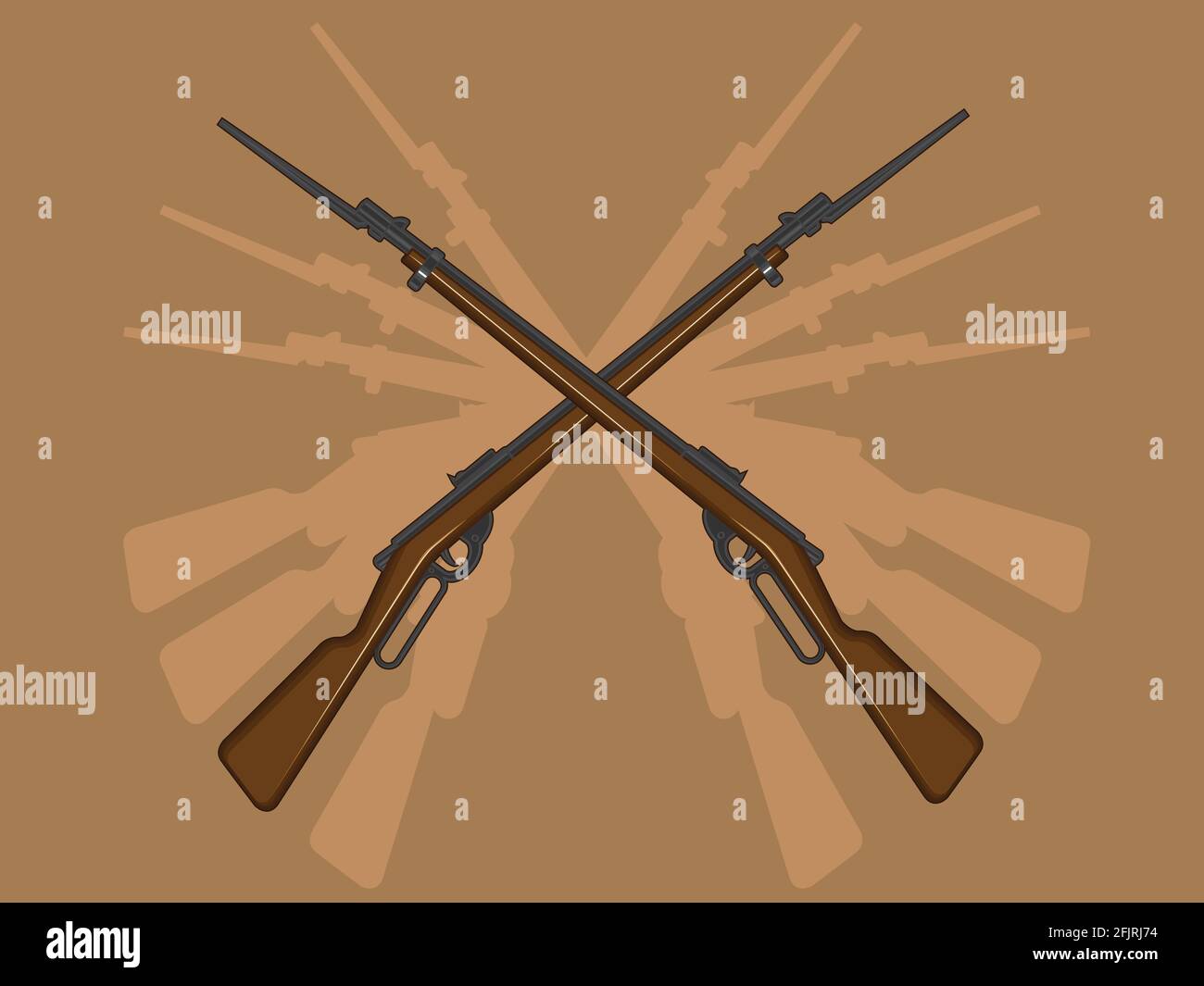 Old Rifle Gun Bayonet arma militare Cartoon Illustrazione disegno Illustrazione Vettoriale