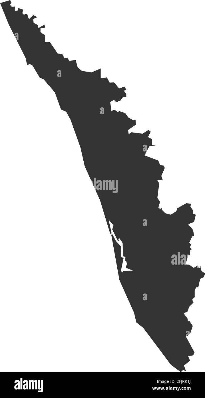 Mappa dello stato indiano del Kerala. Sfondo grigio scuro. Progettazione grafica dei concetti aziendali. Illustrazione Vettoriale