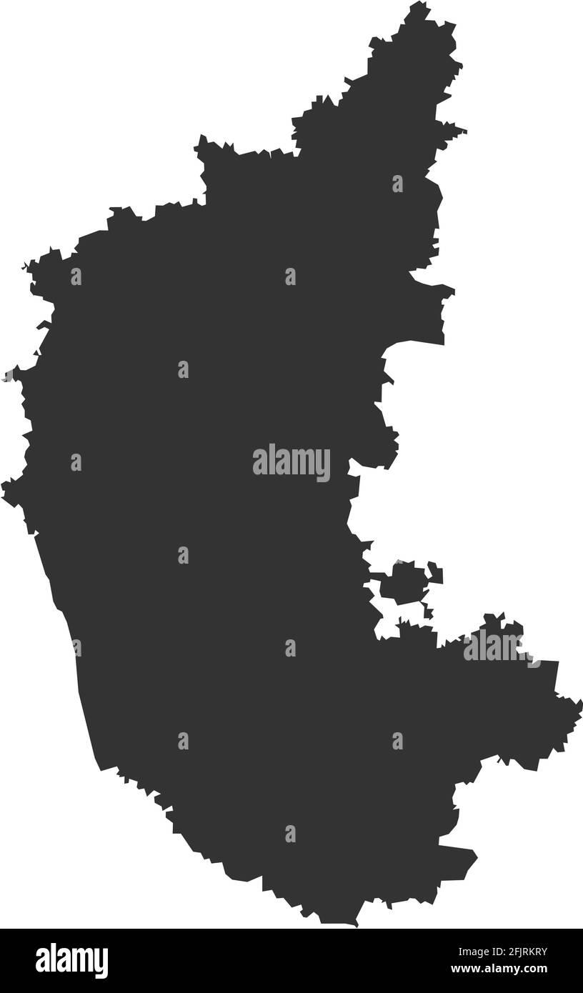 Mappa dello stato indiano di Karnataka. Sfondo grigio scuro. Concetti aziendali e background geografici. Illustrazione Vettoriale